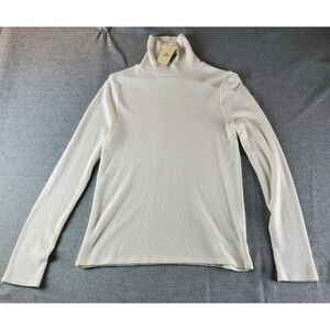 Faherty Legend Ribbed Roscoe Turtleneck Sweater Womens XL White Stretch NEW